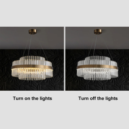 Fixedo Modern Tiered Crystal LED Chandelier in Brass Light - thumbnail 6