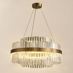 Fixedo Modern Tiered Crystal LED Chandelier in Brass Light - thumbnail 8