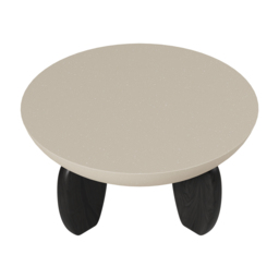 Curva Round Small Modern Beige & Black Coffee Table Concrete & Wood Accent Table - thumbnail 8