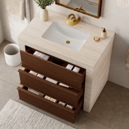 "36"" Single Bathroom Vanity with Ceramic Sink, Sintered Stone Top" - thumbnail 5