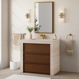 "36"" Single Bathroom Vanity with Ceramic Sink, Sintered Stone Top" - thumbnail 3