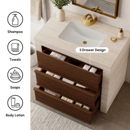 "36"" Single Bathroom Vanity with Ceramic Sink, Sintered Stone Top" - thumbnail 8