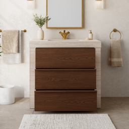 "36"" Single Bathroom Vanity with Ceramic Sink, Sintered Stone Top" - thumbnail 4