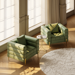 Performance Leather Accent Chair Modern Modular Arm Chair Set of 2 - thumbnail 2