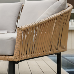 160 cm Rattan Outdoor Daybed with Grey Cushion Pillow Aluminum Frame - thumbnail 4