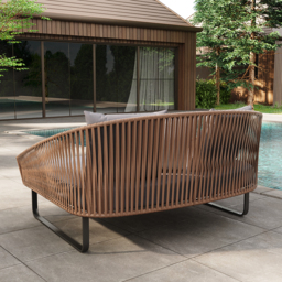 160 cm Rattan Outdoor Daybed with Grey Cushion Pillow Aluminum Frame - thumbnail 8