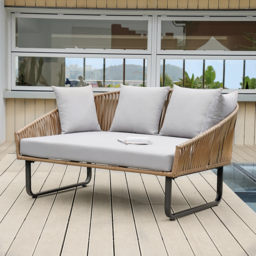 160 cm Rattan Outdoor Daybed with Grey Cushion Pillow Aluminum Frame - thumbnail 9