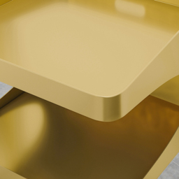 Modern Gold Metal Nightstand Set of 2 with 2 Shelves and Handle Bedside Table - thumbnail 4