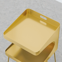 Modern Gold Metal Nightstand Set of 2 with 2 Shelves and Handle Bedside Table - thumbnail 5