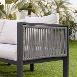 Fencura 7-Piece Garden Aluminium & Rope Weave Modular Sectional Set in Light Grey - thumbnail 6