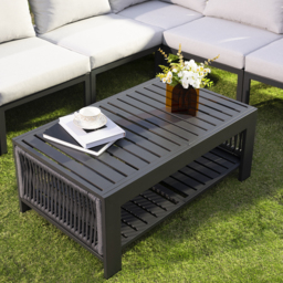 Fencura 7-Piece Garden Aluminium & Rope Weave Modular Sectional Set in Light Grey - thumbnail 7