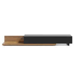 Rectangular Wood Extendable TV Stand Black and Walnut Floor Media Console with 3 Drawers - thumbnail 9