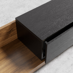 Rectangular Wood Extendable TV Stand Black and Walnut Floor Media Console with 3 Drawers - thumbnail 8