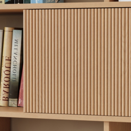 "Modern 60"" Natural Standing Office Desk & Sliding Door Etagere Bookshelf" - thumbnail 9
