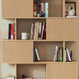 "Modern 60"" Natural Standing Office Desk & Sliding Door Etagere Bookshelf" - thumbnail 8