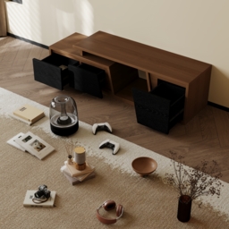 Fero Black & Walnut Extendable TV Stand with 3 Drawers(1200mm-1800mm) - thumbnail 5