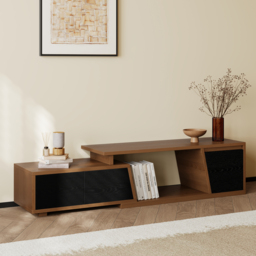 Fero Black & Walnut Extendable TV Stand with 3 Drawers(1200mm-1800mm) - thumbnail 2