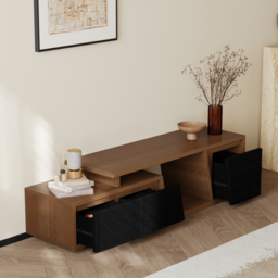Fero Black & Walnut Extendable TV Stand with 3 Drawers(1200mm-1800mm) - thumbnail 3