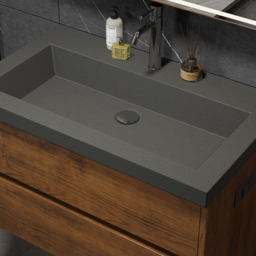 "31.5"" Floating Bathroom Vanity Wall Mounted Concrete  with Single Sink & Charging Station in Walnut" - thumbnail 9