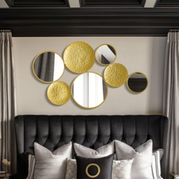 1200mm Gold Wall Decorative Mirror Set Creative Round Mirror Wall Hanging Decoration - thumbnail 3