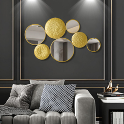 1200mm Gold Wall Decorative Mirror Set Creative Round Mirror Wall Hanging Decoration - thumbnail 5