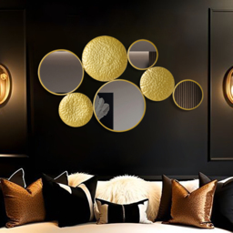 1200mm Gold Wall Decorative Mirror Set Creative Round Mirror Wall Hanging Decoration - thumbnail 2
