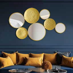 1200mm Gold Wall Decorative Mirror Set Creative Round Mirror Wall Hanging Decoration - thumbnail 1
