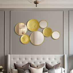 1200mm Gold Wall Decorative Mirror Set Creative Round Mirror Wall Hanging Decoration - thumbnail 8