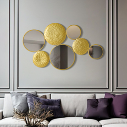 1200mm Gold Wall Decorative Mirror Set Creative Round Mirror Wall Hanging Decoration - thumbnail 6