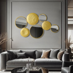 1200mm Gold Wall Decorative Mirror Set Creative Round Mirror Wall Hanging Decoration - thumbnail 7