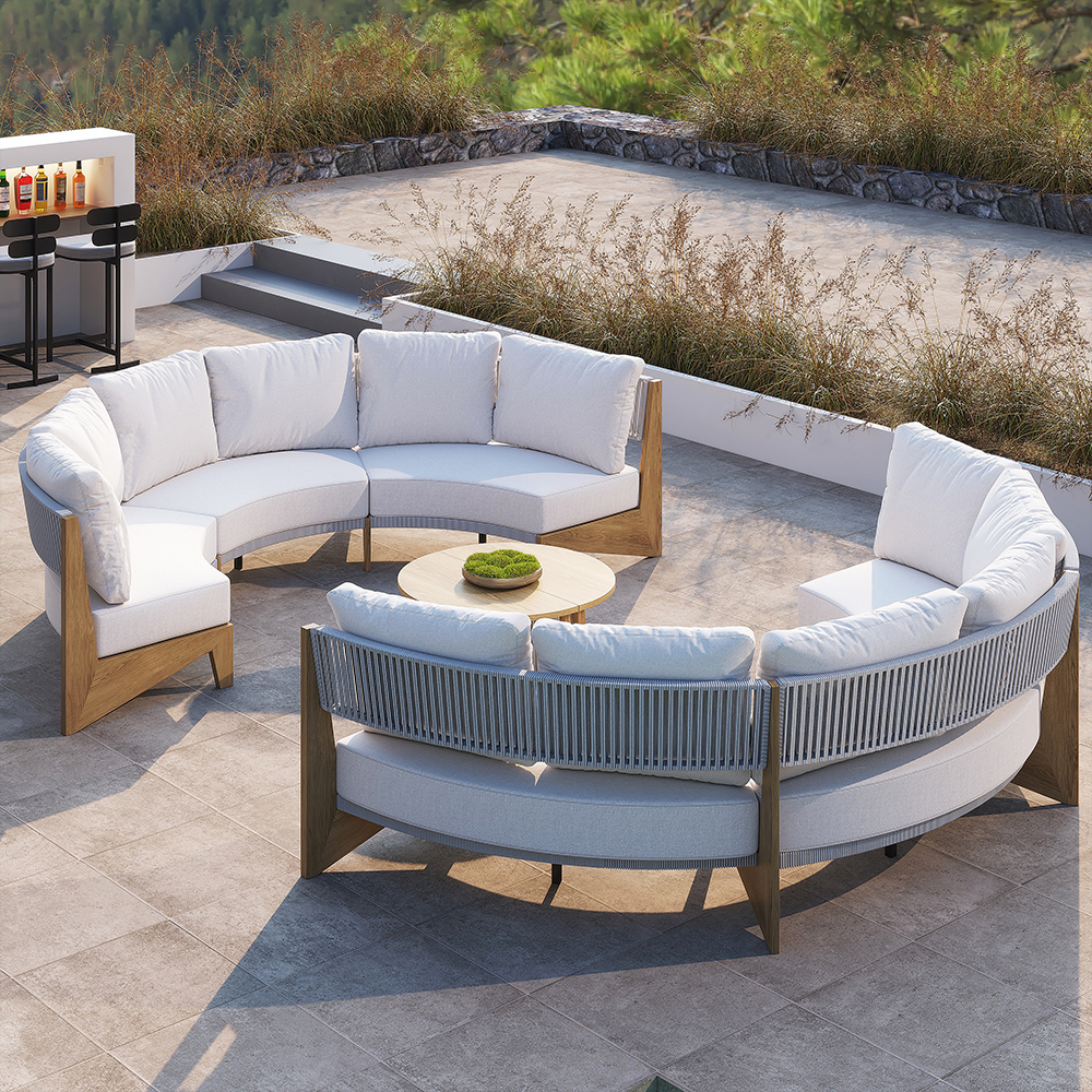 Pieces Farmhouse Curved Modular Outdoor Patio Sectional Sofa Set
