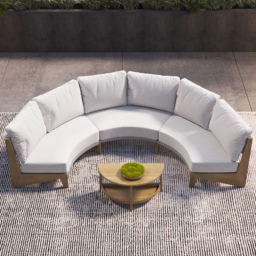 8 Pieces Farmhouse Curved Modular Outdoor Patio Sectional Sofa Set with Coffee Table - thumbnail 9