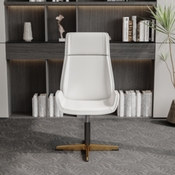 Leather Office Desk Chair High Back Adjustable Swivel Executive Chair in White & Gold Modern Home Office Chair - thumbnail 9