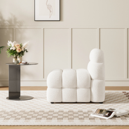 Modern Off-White Cream Boucle Accent Chair Cloud Lounge Chair Soft Cushion - thumbnail 3