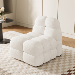 Modern Off-White Cream Boucle Accent Chair Cloud Lounge Chair Soft Cushion - thumbnail 1