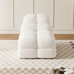 Modern Off-White Cream Boucle Accent Chair Cloud Lounge Chair Soft Cushion - thumbnail 4