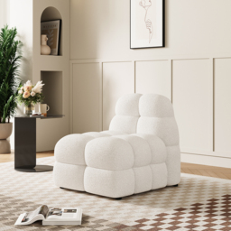 Modern Off-White Cream Boucle Accent Chair Cloud Lounge Chair Soft Cushion - thumbnail 2