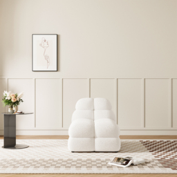 Modern Off-White Cream Boucle Accent Chair Cloud Lounge Chair Soft Cushion - thumbnail 5