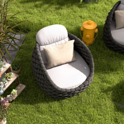 Cocaro Garden Aluminium & Rope Weave Lounge Chair in Dark Grey - thumbnail 4