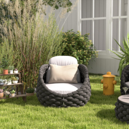 Cocaro Garden Aluminium & Rope Weave Lounge Chair in Dark Grey - thumbnail 2