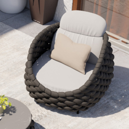 Cocaro Garden Aluminium & Rope Weave Lounge Chair in Dark Grey - thumbnail 1