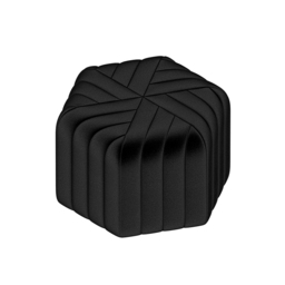 "18.5"" Wide Black Pouf Ottoman Upholstered in Velvet Hexagonal Footrest Stool" - thumbnail 5