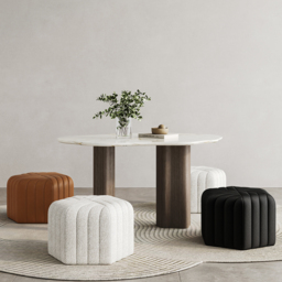 "18.5"" Wide Black Pouf Ottoman Upholstered in Velvet Hexagonal Footrest Stool" - thumbnail 4