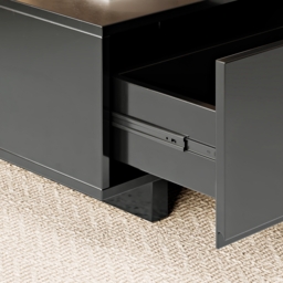 Quoint 1750mm Modern Black Coffee Table Retracted & Extendable with 2-Drawer - thumbnail 8