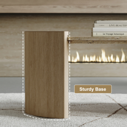 Japandi Travertine Coffee Table with Oval Beige Stone Top - thumbnail 8