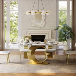 180 cm White Rectangular Dining Table Modern Faux Marble Tabletop with Pedestal Base - thumbnail 4