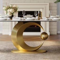 180 cm White Rectangular Dining Table Modern Faux Marble Tabletop with Pedestal Base - thumbnail 9