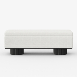 Storage Entryway Bench Boucle & Wood Entryway Furniture in White - thumbnail 6
