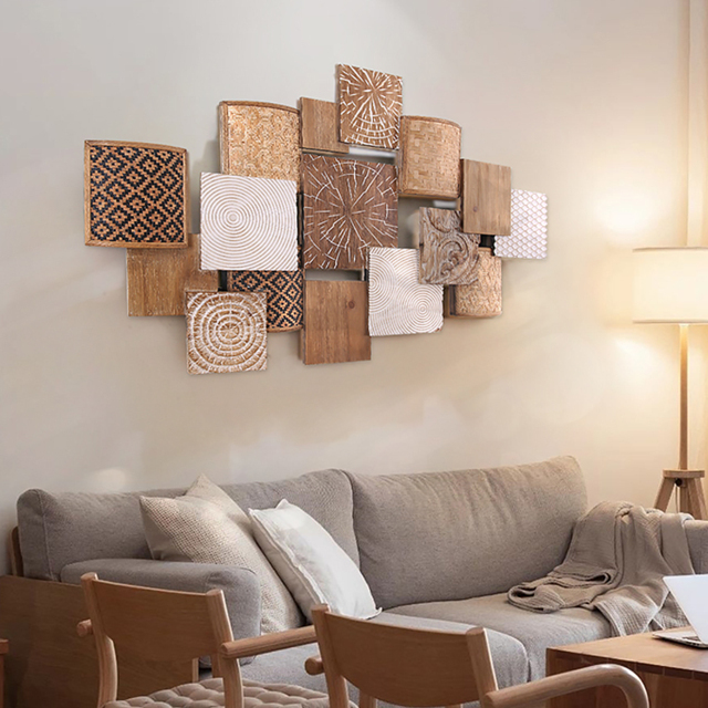 Japandi Wood Wall Decor Hanging Carved Home Bamboo Wall Art for Living Room - image 1