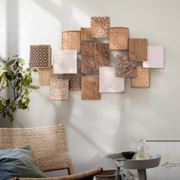 Japandi Wood Wall Decor Hanging Carved Home Bamboo Wall Art for Living Room - thumbnail 2